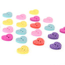 20x wood sewing button scrapbooking heart mixed two holes dot pattern 15x13mm HK