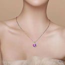Crystal Pendant Necklace Love Heart Clavicle Chain Jewelry Gift (Purple)