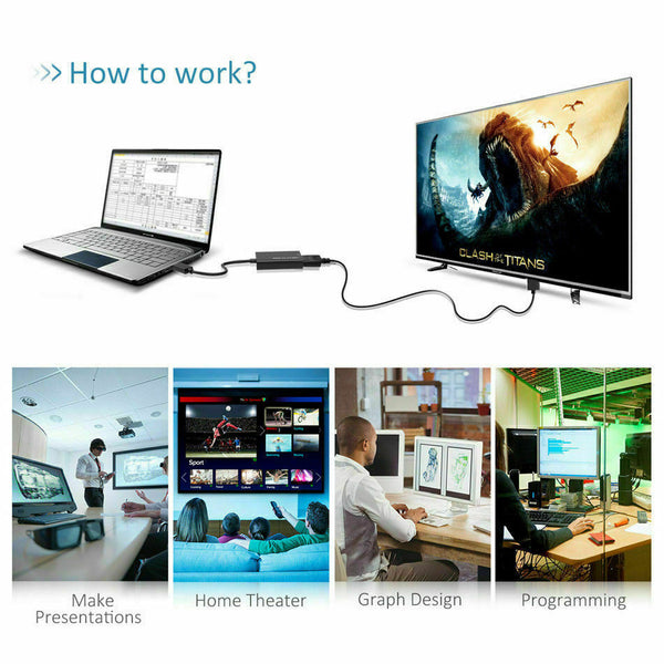 1080P USB 3.0 To HDMI Audio Video Adaptor Converter Cable For PC Windows 7/8/10