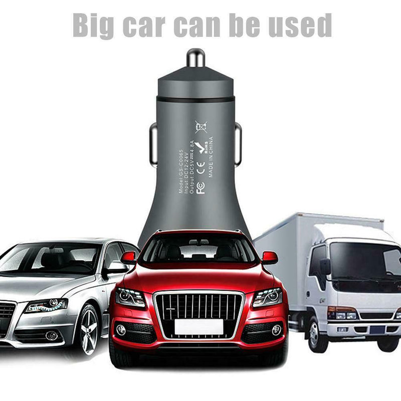 GS-C0065 5V 4.8A 2 USB Car Charger Digital Display Durable Mobile Power Adapter