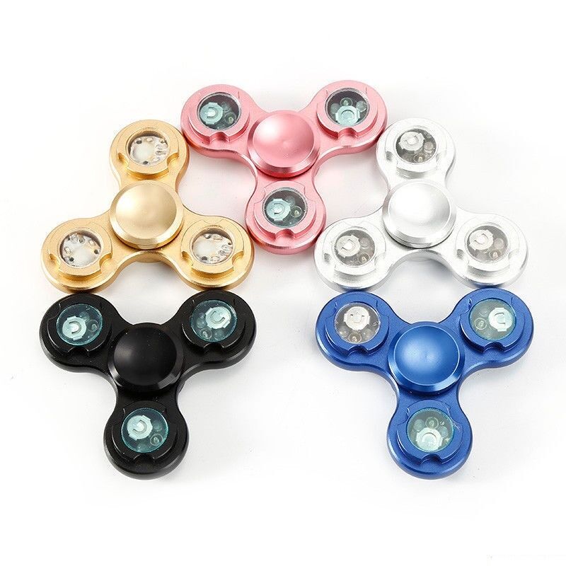 Hand Finger Spinner EDC Tri Fidget LED Light Ceramic Gyro Anti Stress Toys Hot