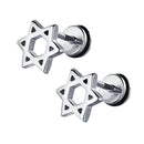 3 Pairs Star of David Earring Women Stainless Steel Cool Punk Ear Studs Hot