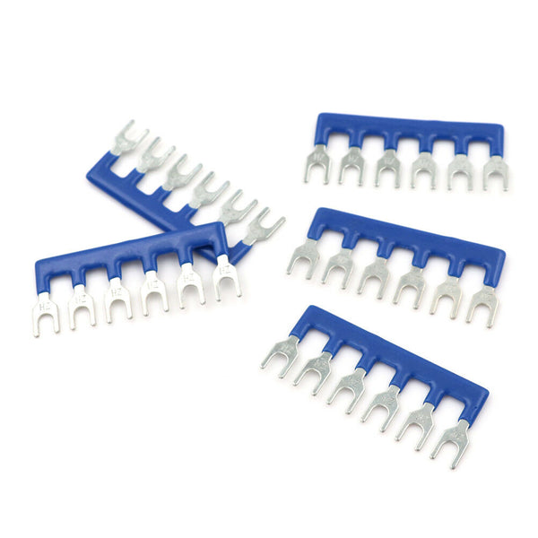 5Pcs TB-1506 15A 6 Postions Pre Insulated Terminal Barrier Strip Blue  F Gw