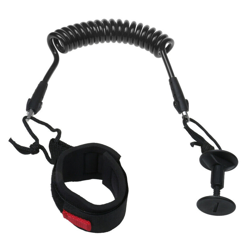 Wrist Coil Leash Surf Board Coiled Cord 4FT7MM Black for Sporting