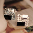 Fashion Crystal Rhinestone Rectangle Ear Stud Elegant Women's Earrings Gift
