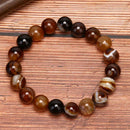 Fashion Men Women Natural Stone Agates Bangle Elastic Bracelet Jewelry Gift@