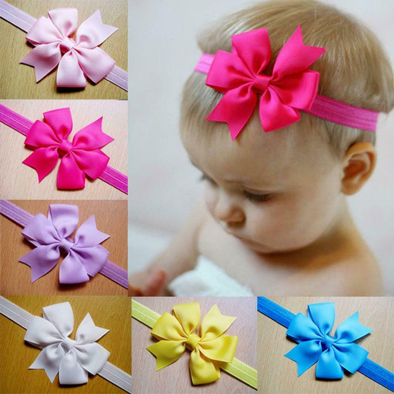 12pcs Baby Head Bands Toddler Girl Swallowtail Bow Elastic Hair Bands