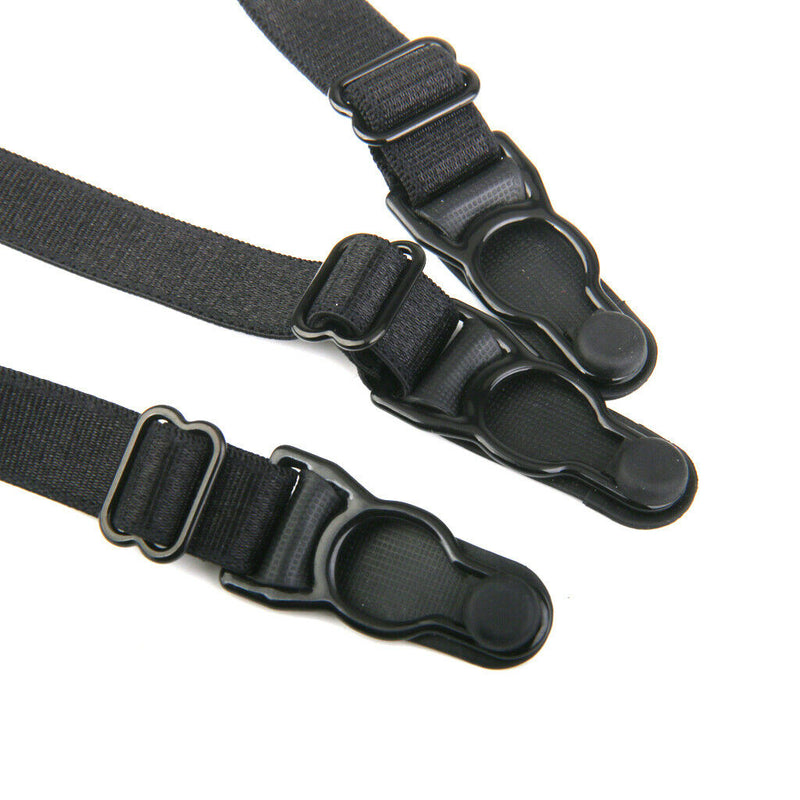 Men's Shirt Stays Holders Elastic Garter with Non-slip Locking Clamps Black