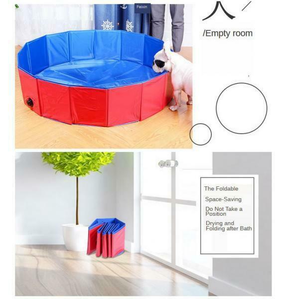 Pet Swimming Pool Foldable Bathing Tub Portable Non-slip Bottom for Cat Red