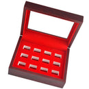 12 Holes Championship Rings Trophy Display Collection Case Wood Box Wine Red