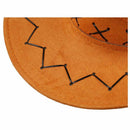 Men Flannel Strap Winding Cow Head Pattern Faux Suede Cowboy Hat Brown T5X4