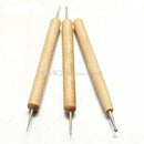 3 in 1 Wooden Polymer Clay Pottery Ball Stylus Sculpting Carving Modeling Tools