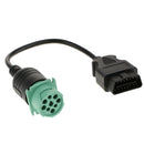9 Pin Male To OBDII 16 Pin Adapter Connector Cable for Heavy Truck