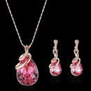 Necklace Earrings Diamond Elegant Women Jewellery Set of Pendant Necklace+E