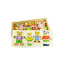 Wooden Baby Bear Changing Clothes Puzzle Set Kids Educational Toys Gift Hot dsf