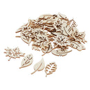 50Pack Hollow Leaves Shapes Wooden Pieces Wood Chip Painting Drawing Crafts