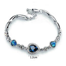 Fashion Charm Ladies Ocean Heart Blue Crystal Rhinestone Bangle Bracelet Gi N3E4