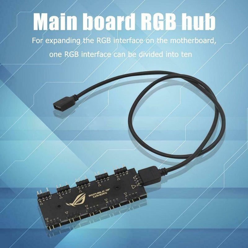 1 to 10 Motherboard RGB HUB for GIGABYTE AURA SYNC RGB Extension Cable Splitter