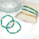 Summer Blue Handmade Turquoise Beads 5 Piece Set Ladies Bracelet Metal Simp