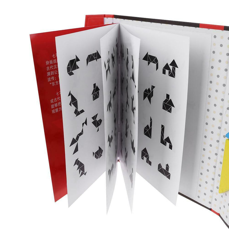 Wooden Magnetic Tangram Puzzles Jigsaw Plate Kids IQ Educational Toys Gifts