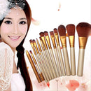Pro 12pcs Makeup Brushes Powder Foundation Eyeshadow Eyeliner Lip Brush Set Tool