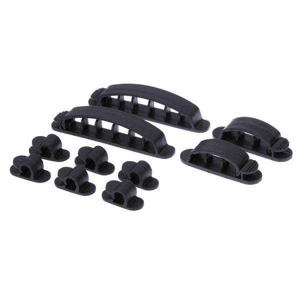 10Pcs Cable Cord Wire Line Organizer Plastic Clips Ties Fixer Holder Black