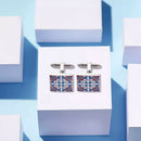 1 Pair Modern Square Flower pattern Cufflinks For Mens Shirt M4Q2