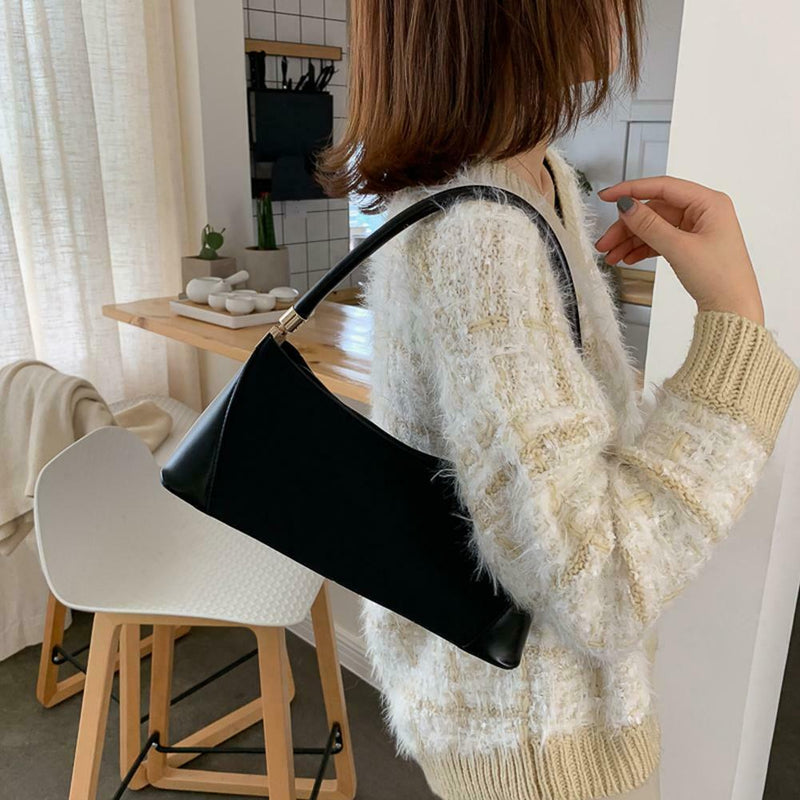 Fashion Women Handbag PU Leather Shoulder Shopping Bag Elegant Tote (Black)