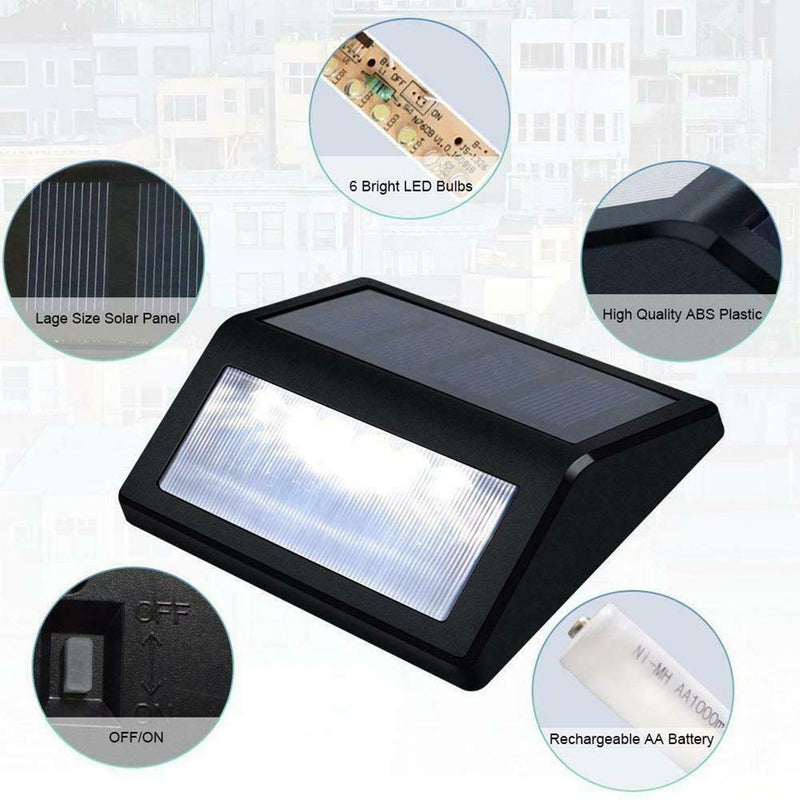 4pcs Outdoor 6LED Solar Power Stair Light Waterproof Garden Street Lamp