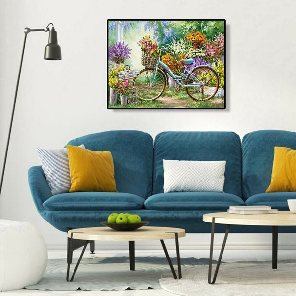 Frameless Painting By Numbers DIY Bicycle Hand Painted Canvas Oil Picture