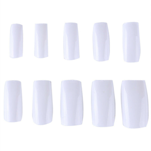 500pcs French Tips False Nail Half Cover Acrylic Gel Nail Art Tool (White) A#S