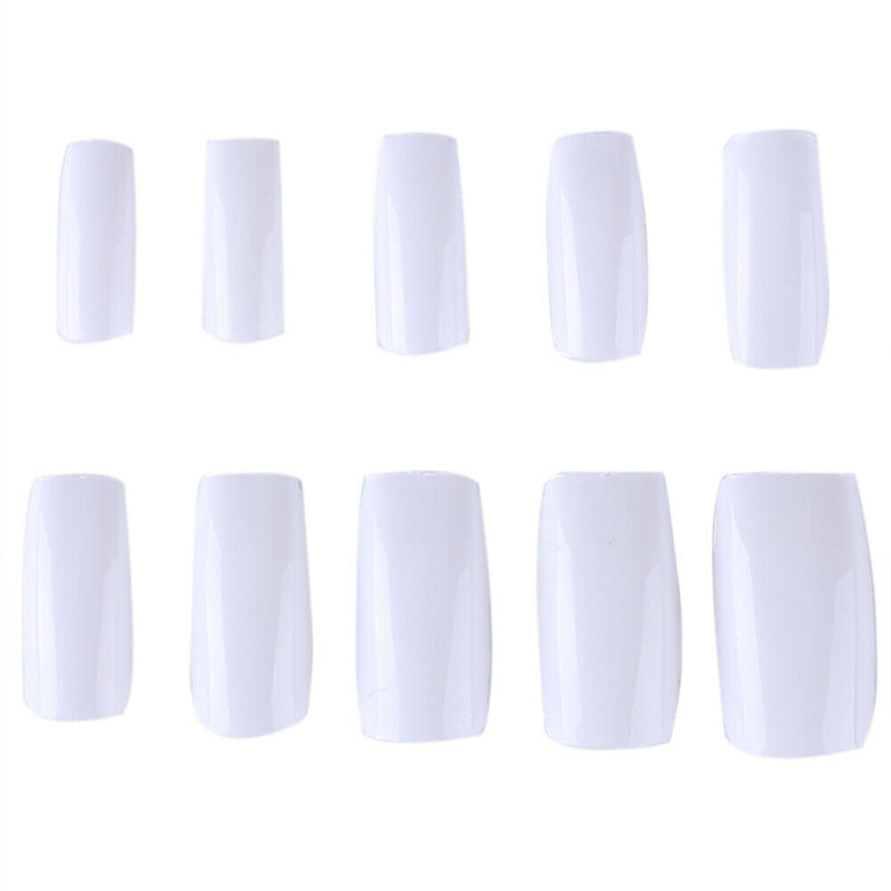 500pcs French Tips False Nail Half Cover Acrylic Gel Nail Art Tool (White) A