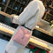 Women Leather Shoulder Bucket Bag Deer Pendant Handbag Messenger Bag(Pink)