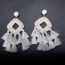 Geometric Tassel Drop Dangle Earrings For Women Jewelry Wooden Bohemian Wed