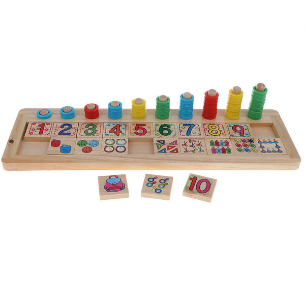 Wooden Number Puzzle Sorting Montessori Toys for Toddlers - Shape Color Sorter