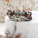 Multi-Layer PU Braided Turquoise Bracelet Women Men Circle Bangles Jewelry