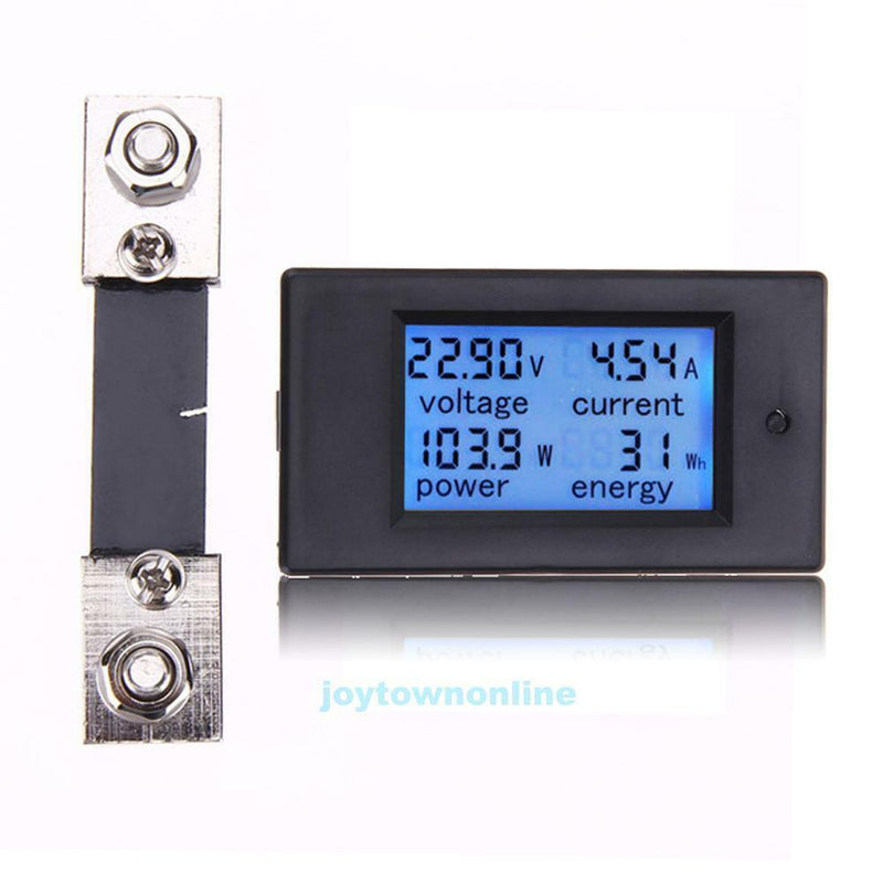 100A DC Digital Watt KWH Current Power Energy Meter Ammeter Voltmeter 7-100