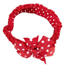 Baby Girl Rib Dovetail satin ribbon Polka Dot Bow Elastic hair band(Red)