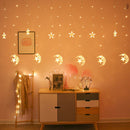 LED Curtain String Light Star Moon Plug Fairy Night Light  (EU Warm Light)