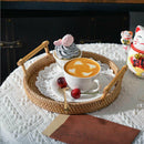 Rattan Handwoven Round High Wall Severing Tray Food Storage Platters PlateB Hn