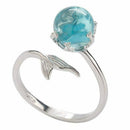 5X(Women Ring Mermaid Tail Crystal Ring Diamond Bend Size Adjustable Open  L1L1)