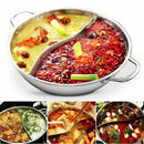 28cm Hot Pot Twin Divided Stainless Steel 28cm Cookware Hot Pot Ruled Compa N6W9