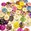 25x Assorted Flower Printed Wooden Buttons for DIY Sewing Crafts Decor 30mm
