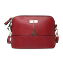 Women Sling Oil Wax Shell Bag Deer Shoulder Crossbody Bags (Texture Red)