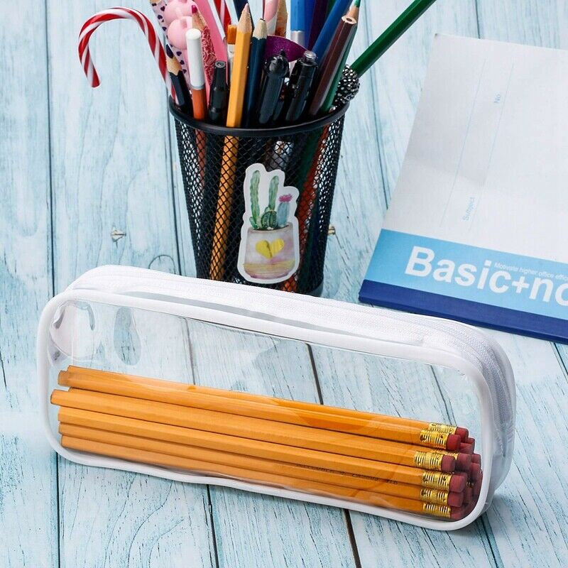 4 Pieces Clear PVC Zipper Pen Pencil Case, Big Capacity Pencil Bag Makeup P B6T1
