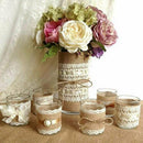 9 Packs Hessian Burlap Ribbon Rolls with White Lace Natural Burlap Wreath f P2A4