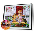 5D DIY Full Round Drill Diamond Painting Watering Girl Cross Stitch Mosaic