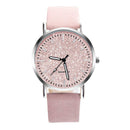 Women Casual Quartz Minimal Leather Round Dial Analog Wristwatch (Pink)
