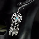 Women's Retro Earring Turquoise Dreamcatcher Dangle Drops Earrings Feathers U8Y5