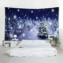 Christmas Tree Snowy Sky Wall Art Hanging Tapestry Dorm Bedspread Decor E
